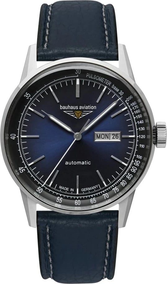 Orë automatike Bauhaus Aviation 23663, rrip lëkure, Blu