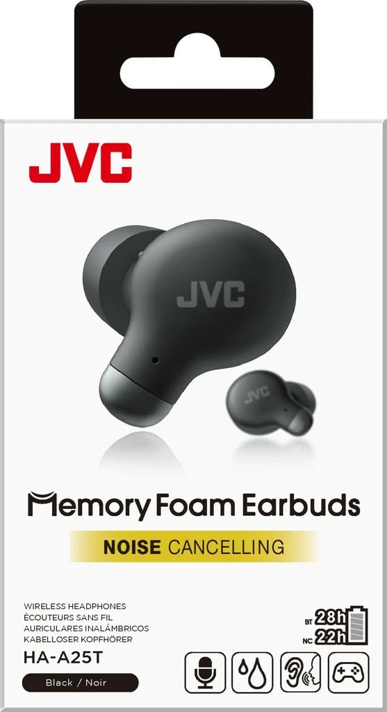 Kufje wireless JVC HA-A25T, in-ear, me memory foam, e zezë