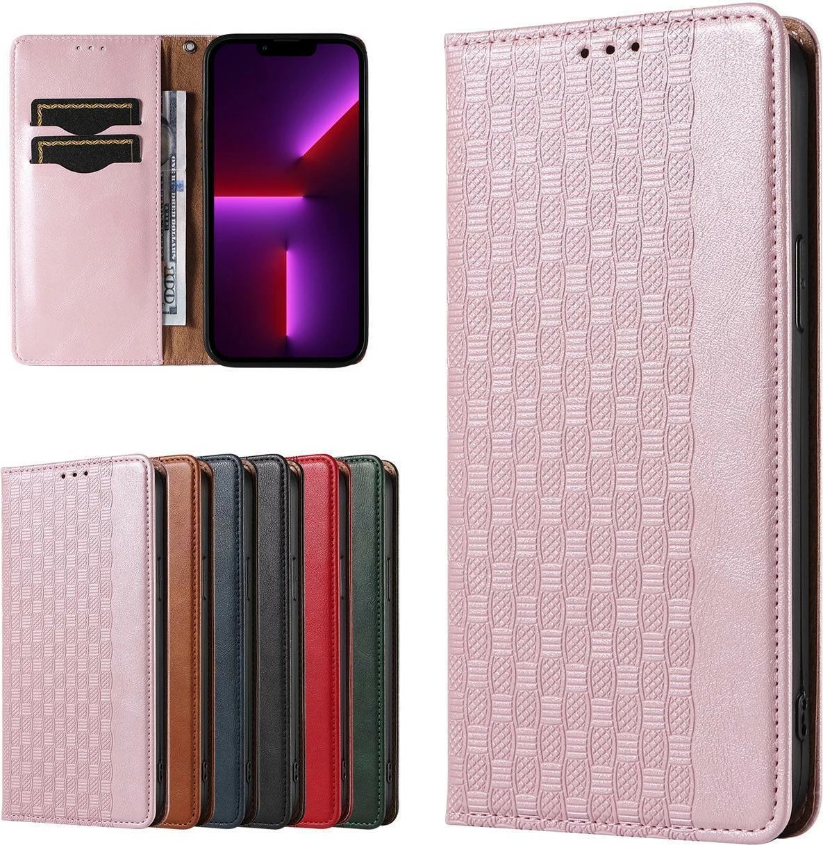 Mbështjellës Hurtel Magnet Strap Case për Samsung Galaxy S23+, me portofol, mbajtëse, rrip dore, Rozë