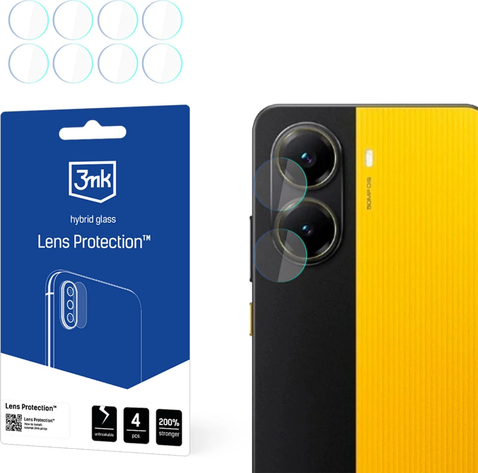 Xham mbrojtës për kamerë 3mk Protection për Xiaomi Poco X7 Pro, 4 copë