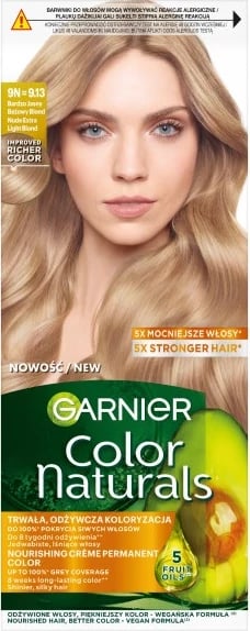 Ngjyrë për flokë për femra Garnier Color Naturals 9N=9.13 shumë e çelët bezhë bionde, 1 copë