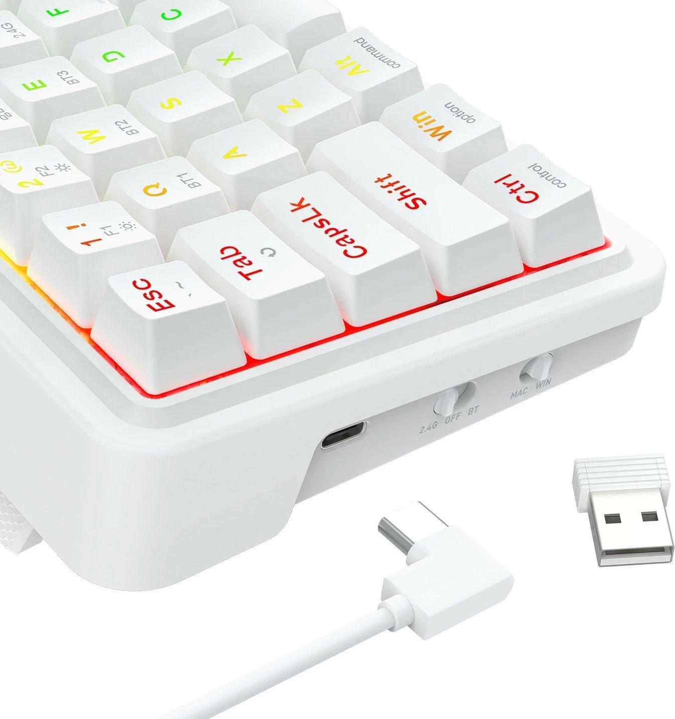 Tastierë mekanike Redragon Draconic V2 K730W-RGB-PRO, 60%, RGB, wireless/wired, e bardhë