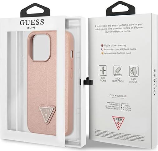 Mbështjellës Guess GUHCP13LPSATLP për iPhone 13/13 Pro 6.1", rozë