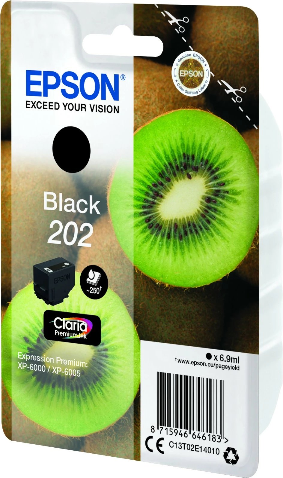 Toner Epson Kiwi 202 Claria Premium, Black, 6.9ml, Standard Yield