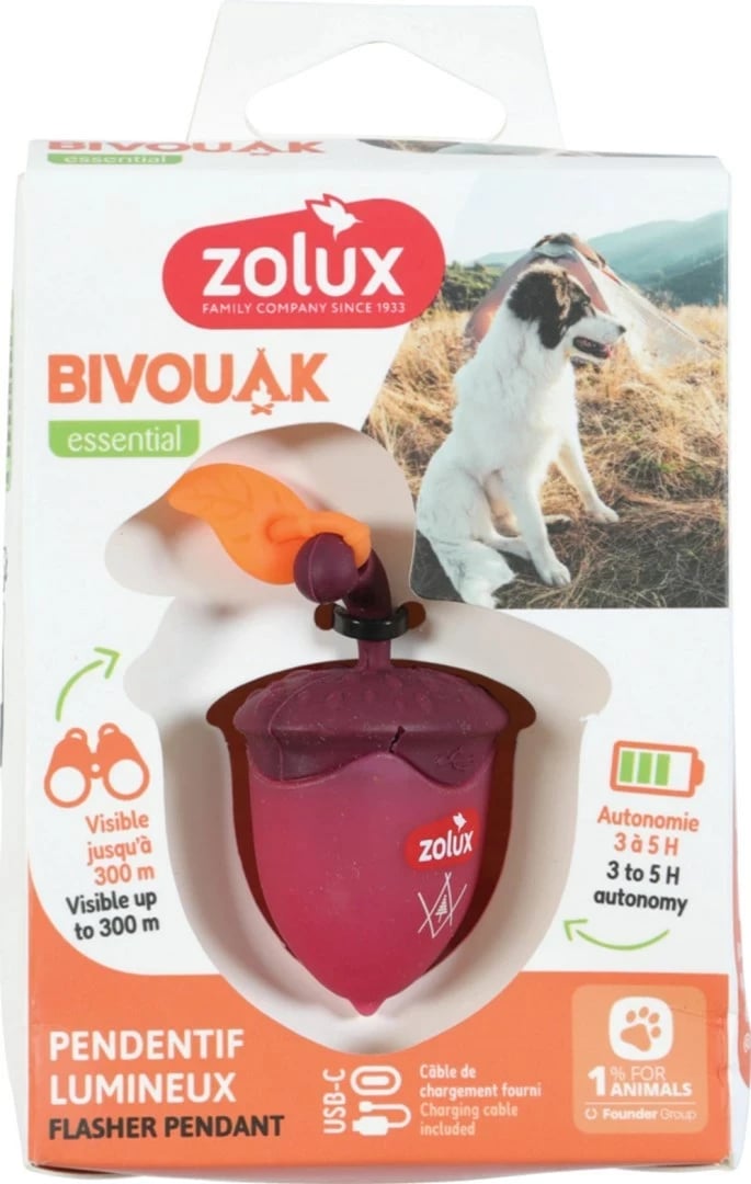 Varëse ndriçuese ZOLUX BIVOUAK për qafore, LED USB, e kuqe