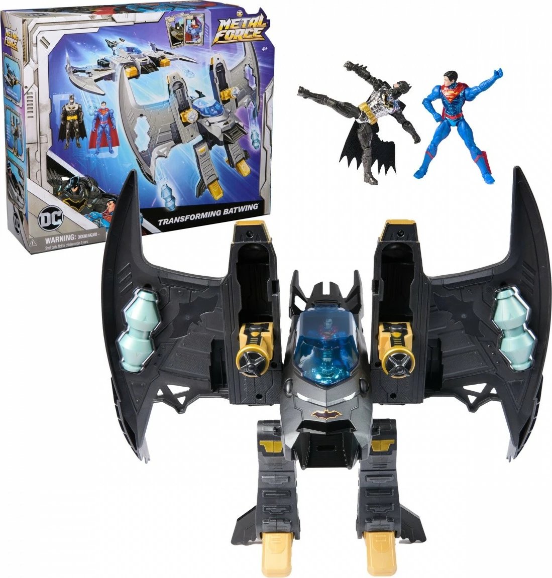 Set figurina aksion Batman Spin Master DC Metal Force Batwing Transformation, plastikë, për fëmijë