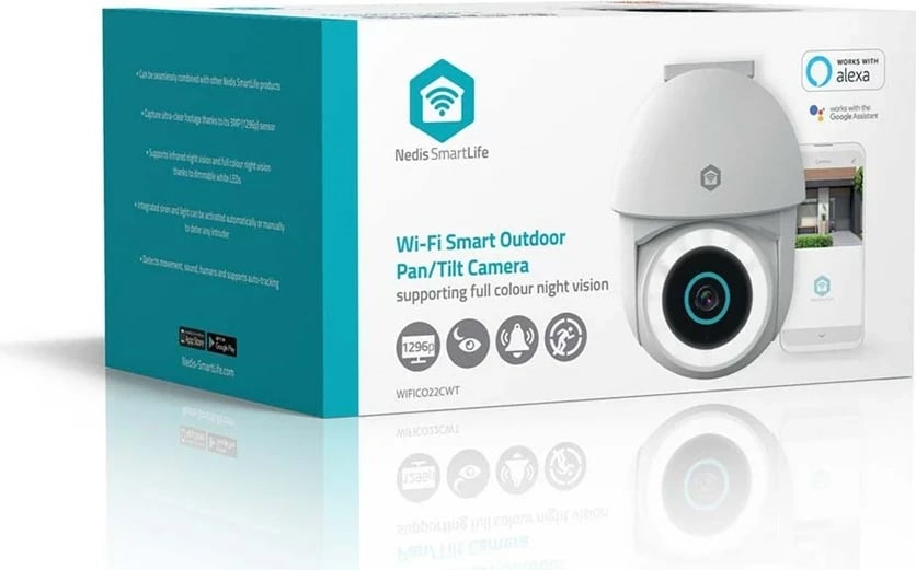 Kamerë sigurie dome Nedis WIFICO22CWT, IP, 2 MP, Full HD, Wireless, e bardhë