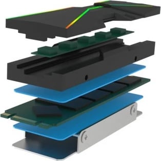Ftohës SSD Xilence Performance A+ M2SSD Kühler ARGB XC401, i zi