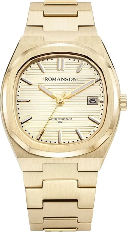 Romanson Square Gold Men's Quartz Watch Gold Dial