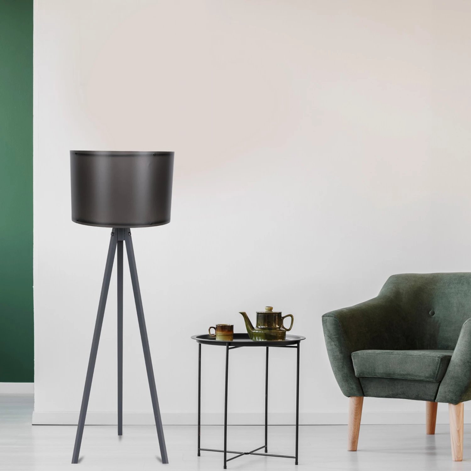 Llambë dyshemeje në gri dhe të zezë, FH7272.10, Φ38x145 cm