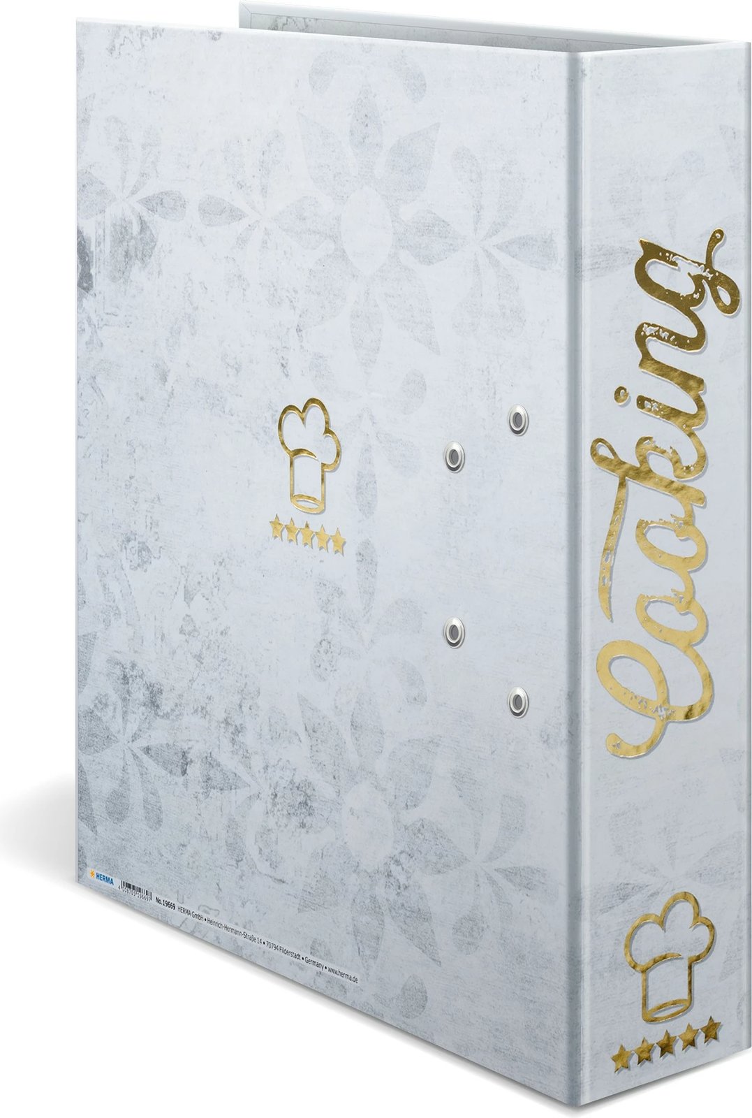 Dosje organizuese HERMA Cooking with Love, A4, D-ring, karton, 7 cm, e bardhë/e kuqe/e artë