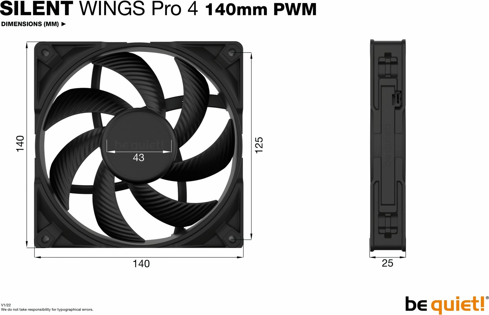 Ventilator Be Quiet! SILENT WINGS PRO 4, 140mm PWM, i zi