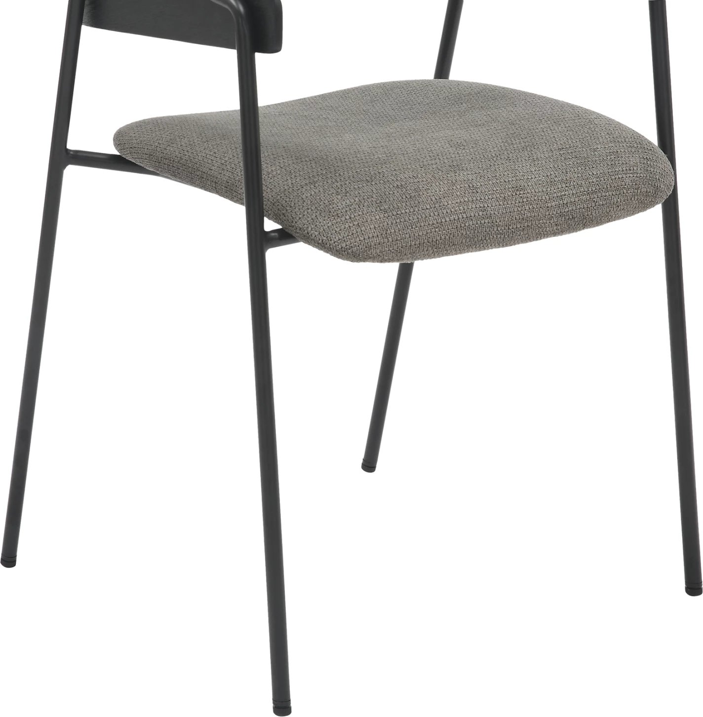 Karrige për tavolinë ngrënieje KORIN FH9975.02 metal & dru, pëlhurë e zezë-gri, 54x51x72,5H cm, set prej 2 copë