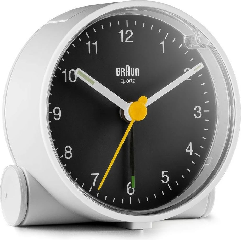 Alarm Braun BC01WB, analog, 12h, zi/bardhë