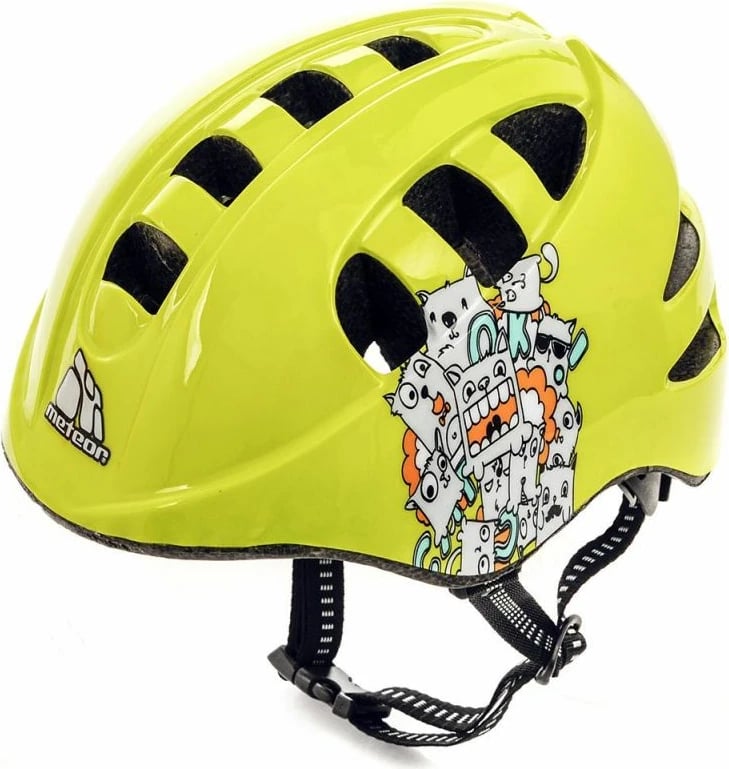Helmetë për bicikletë për fëmijë Meteor MA-2 Monsters, e verdhë