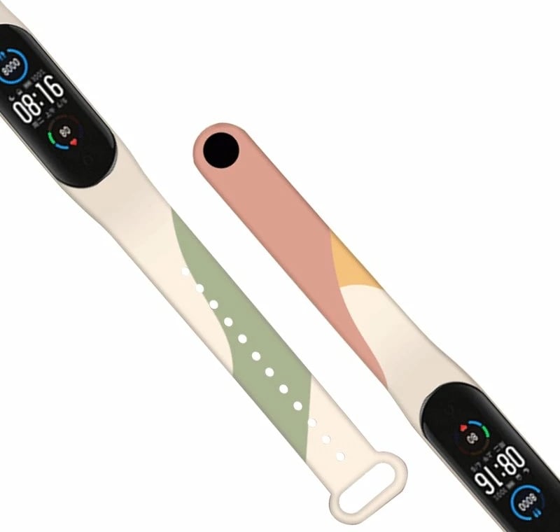 Rrip silikoni Hurtel Strap Moro për Xiaomi Mi Band 5/6, kamuflazh, bezhë/e bardhë/portokalli