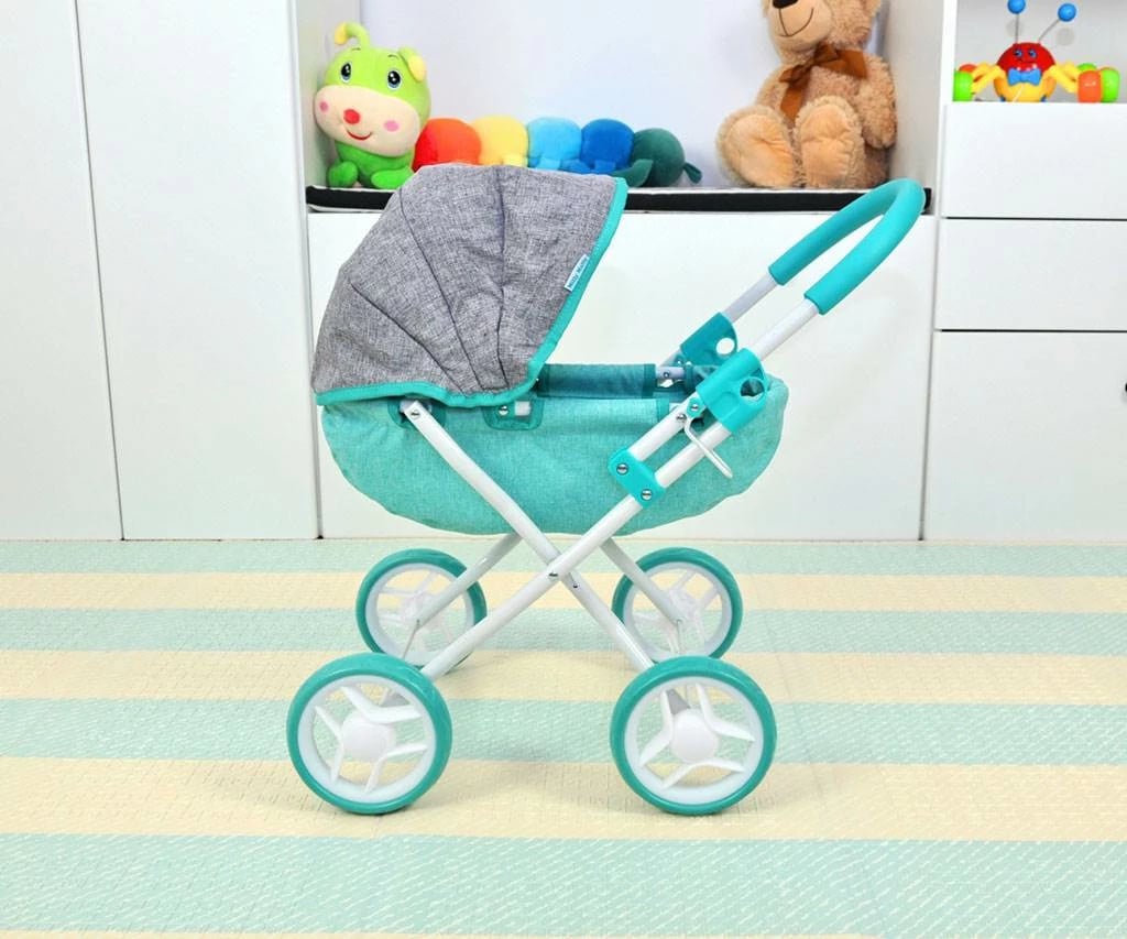 Karrocë lodër për kukulla, Milly Mally Dori Prestige, për kukulla deri 40 cm, palosëse, me tendë dhe dyshek, Mint