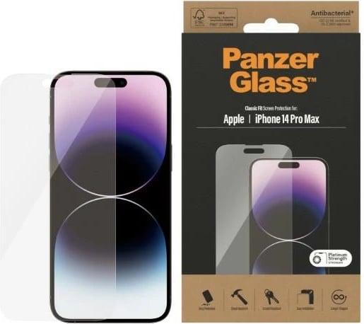 Xham mbrojtës PanzerGlass Classic Fit për iPhone 14 Pro Max, Antibakterial
