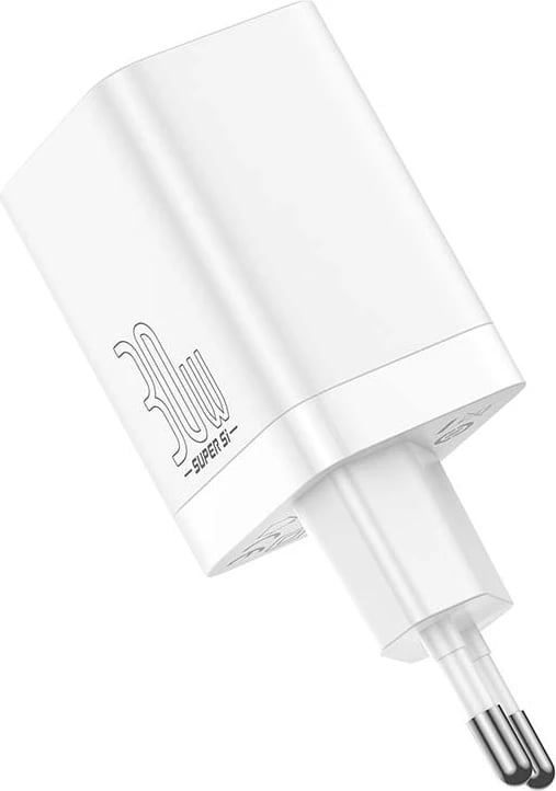 Karikues rrjeti Baseus CCSUPP-E02, Super Si Pro, 30W, USB + USB-C, i bardhë