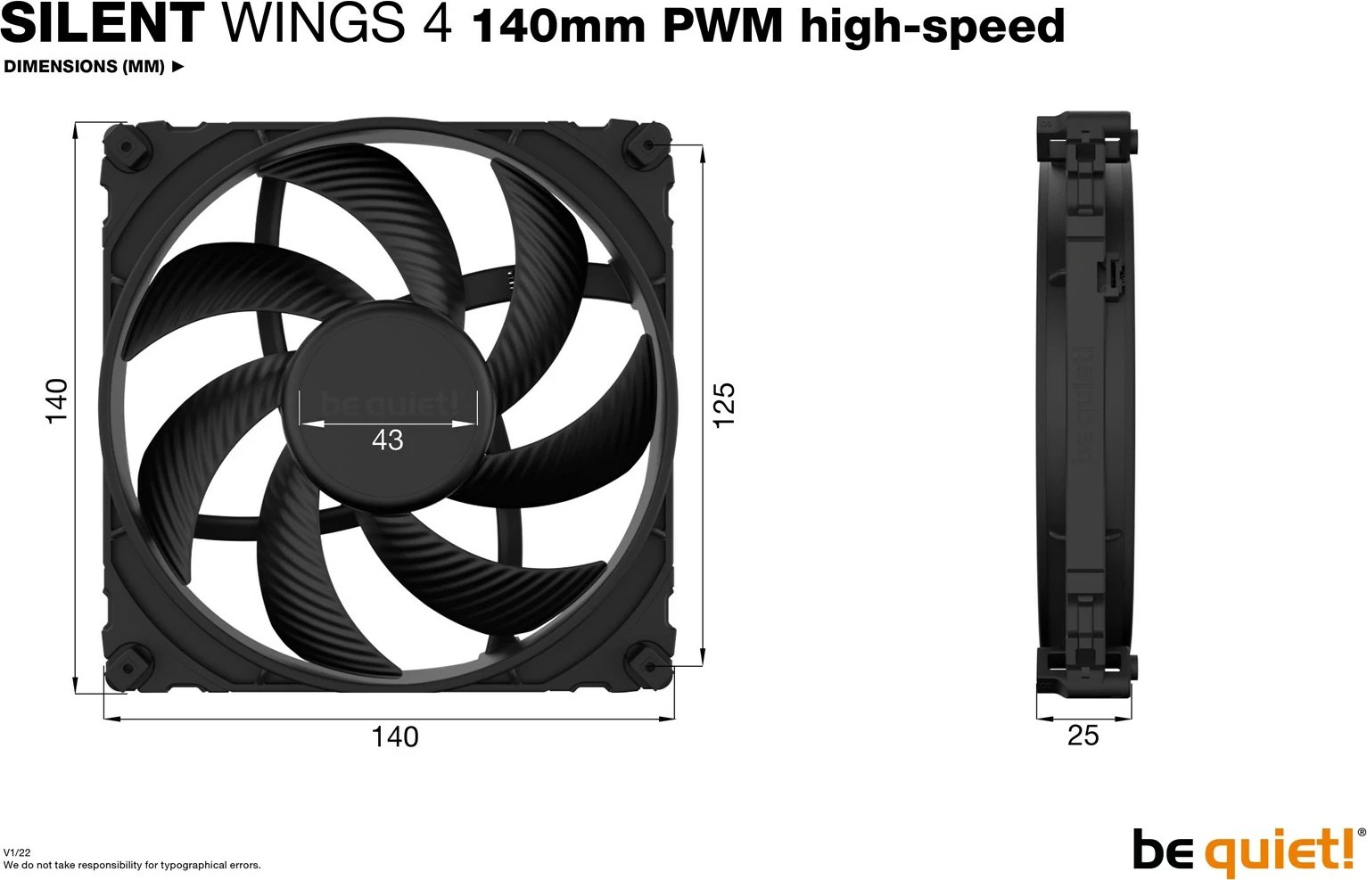 Kasë ventilator BE QUIET! Silent Wings 4, 140mm, PWM, i zi