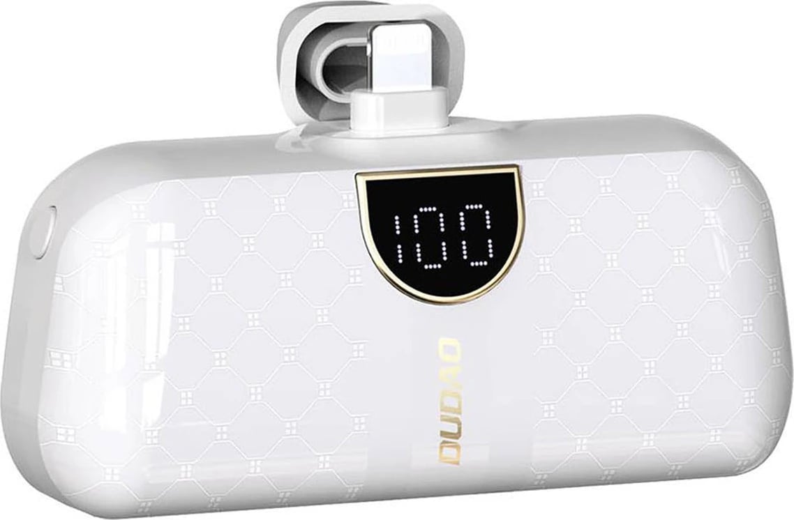 Powerbank Dudao K20SL, 5000 mAh, Lightning/USB-C, Bardhë