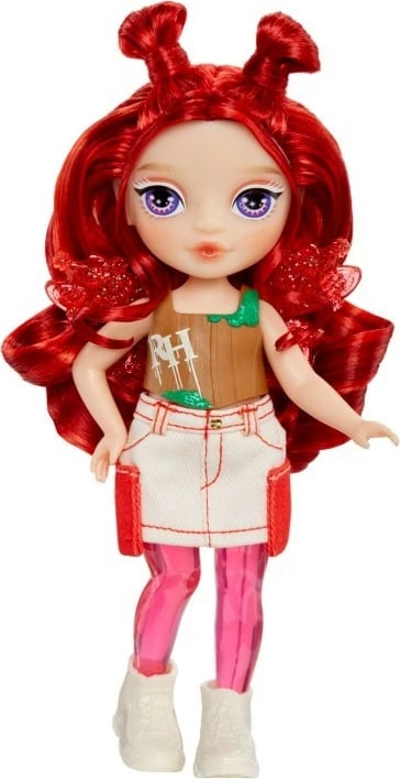 Kukull Rainbow High Littles Apple Red me krahë dhe pet, 15.24 cm
