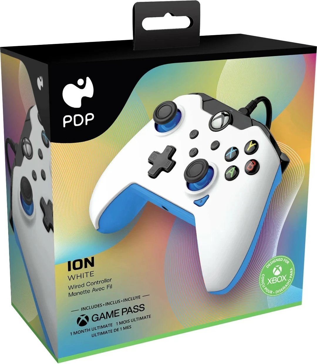 Gamepad PDP Ion White, Xbox Series X|S, Xbox One, PC, kabllo USB, ngjyrë bardhë e kaltër
