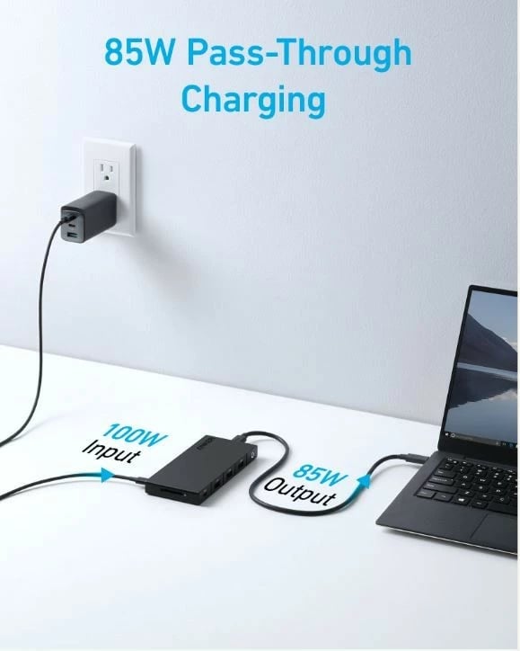 Kasë Anker Hub 364 USB-C Dual Display 10w1, 2x4K HDMI, Ethernet, e zezë