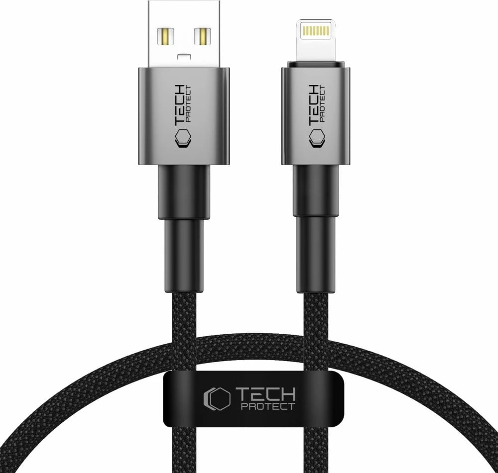 Kabllo Tech-Protect UltraBoost DNA USB-A në Lightning, 25 cm, Gri