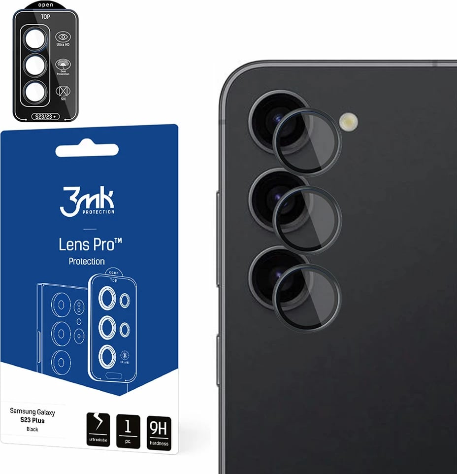 Mbrojtës lente për kamera Samsung Galaxy S24+, 3mk Lens Protection Pro, i zi