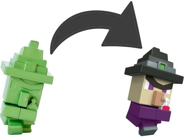 Figurinë aksioni Minecraft Mattel Mini Mode Potion Brewing Witch me enë potioni dhe grimca miksture, plastikë