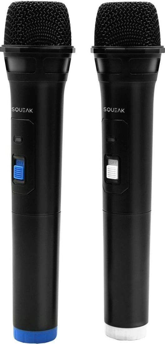 Set mikrofonash karaoke SQUEAK SQ1007 VocalDuo 2.4G, 30m, i zi, 2 copë