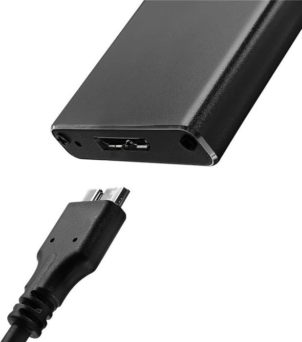 Kasë Qoltec 51854 për SSD M.2 SATA/NGFF, USB 3.0, Alumini, E zezë