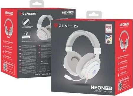Kufje Genesis Neon 764 RGB, të bardha