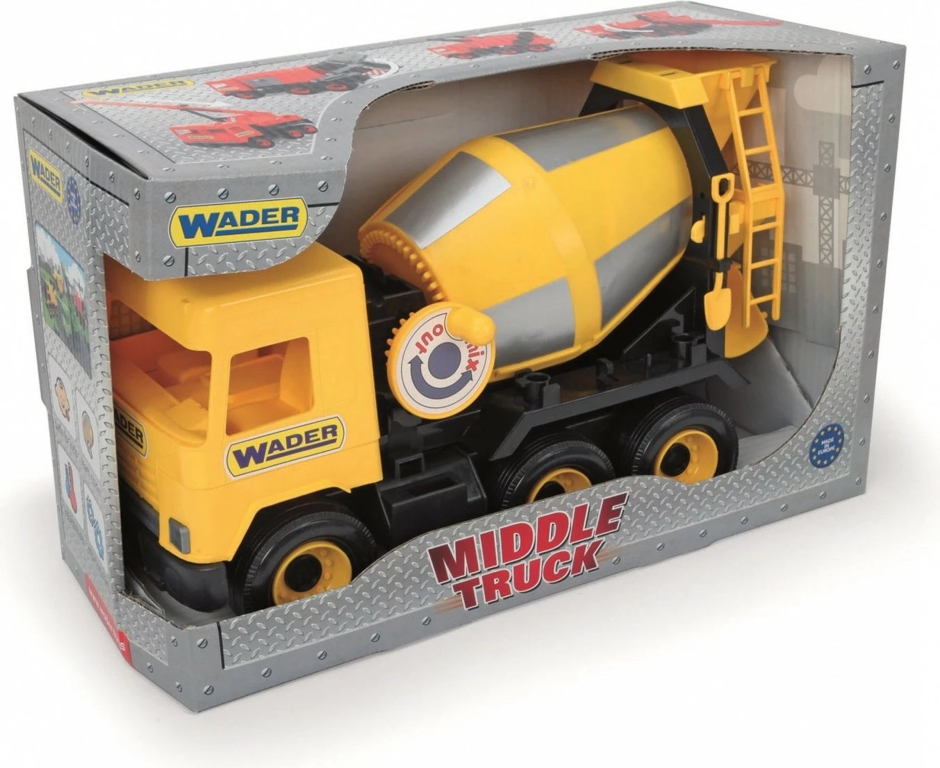 Kamion lodër Wader Middle Truck, mikser betoni, 38 cm, i verdhë/zi, në kuti