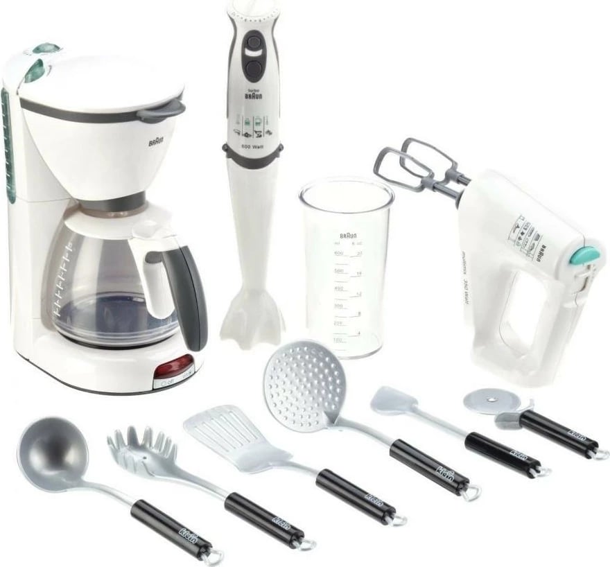 Set lodrash kuzhine Klein Mega Kitchen Set Braun, për fëmijë, Gri/Argjendtë/Bardhë