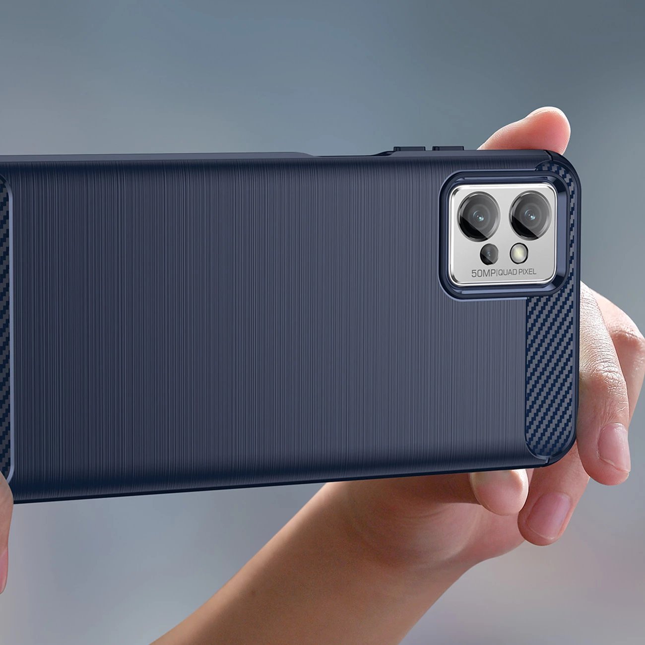 Mbështjellës Hurtel Carbon Case për Realme Narzo 50 5G, TPU, i zi