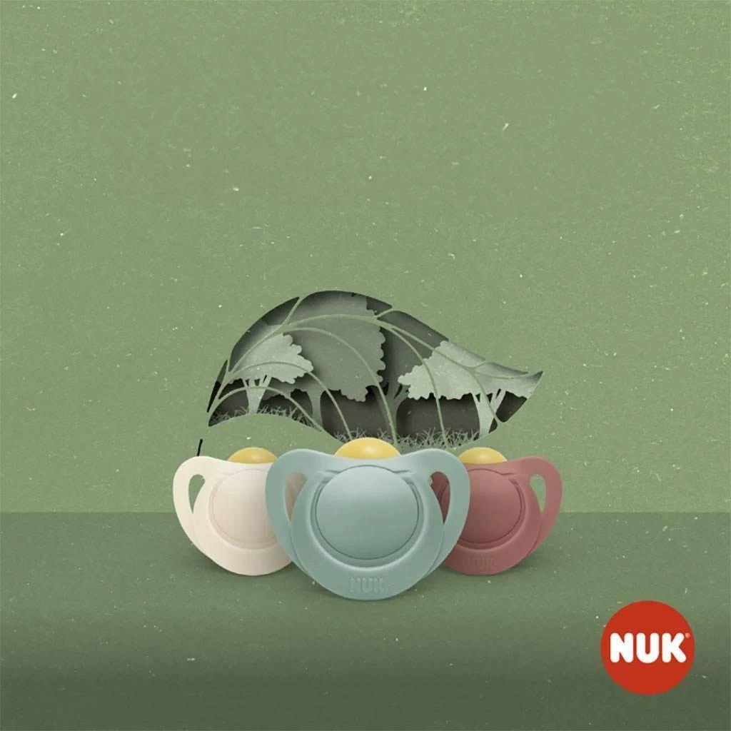 Qetësuese bebe NUK For Nature latex 6-18 muaj, 2 copë, jeshile