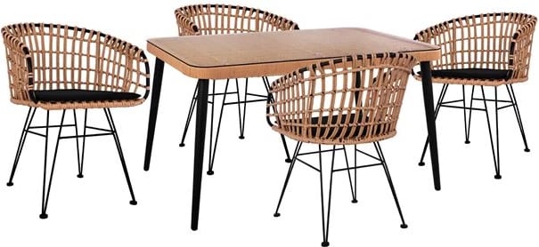 Set kopshti tavolinë & karrige Allegra Wicker FH10488, 5 pjesë, bezhë/të zeza