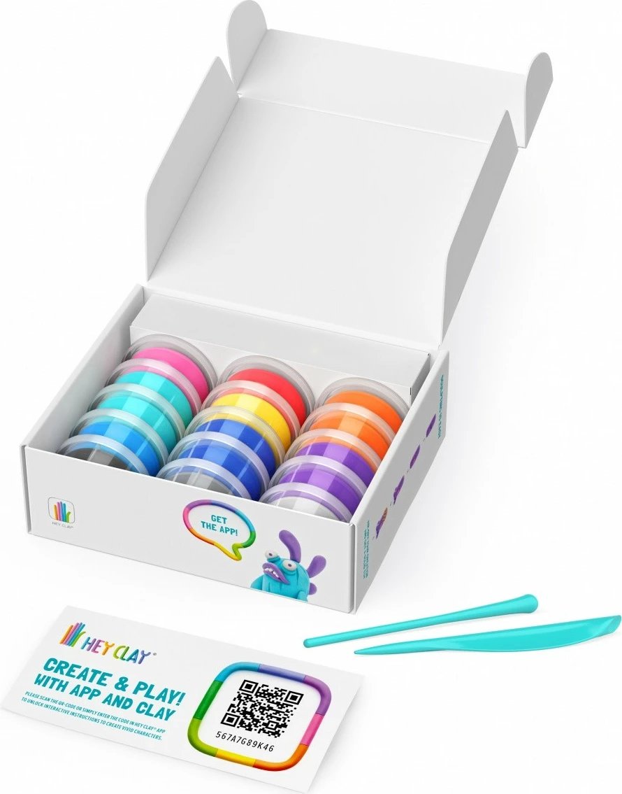 Set plasteline Hey Clay Bestie, Tm Toys, 15 kanaçe, 11 ngjyra
