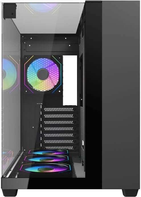 Kasë Darkflash TH285, ATX, 4 ventilatorë, xham i temperuar, e zezë