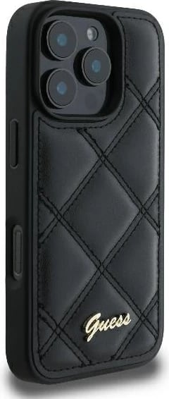 Mbështjellës Guess Quilted Metal për iPhone 16 Pro Max, i zi