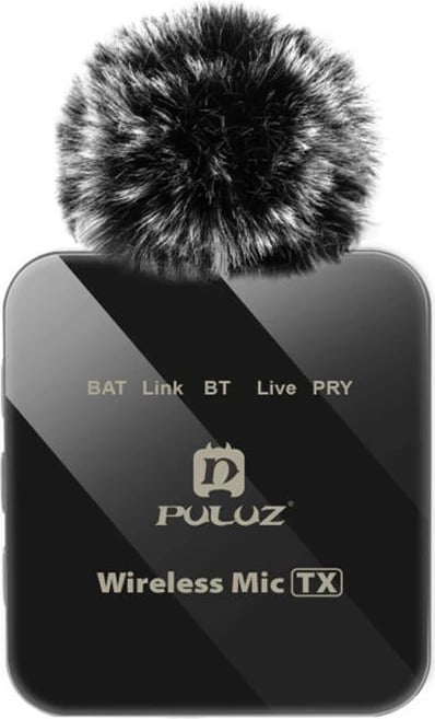 Mikrofon lavalier wireless Puluz PU648B, USB-C, i zi, set prej 2 copë