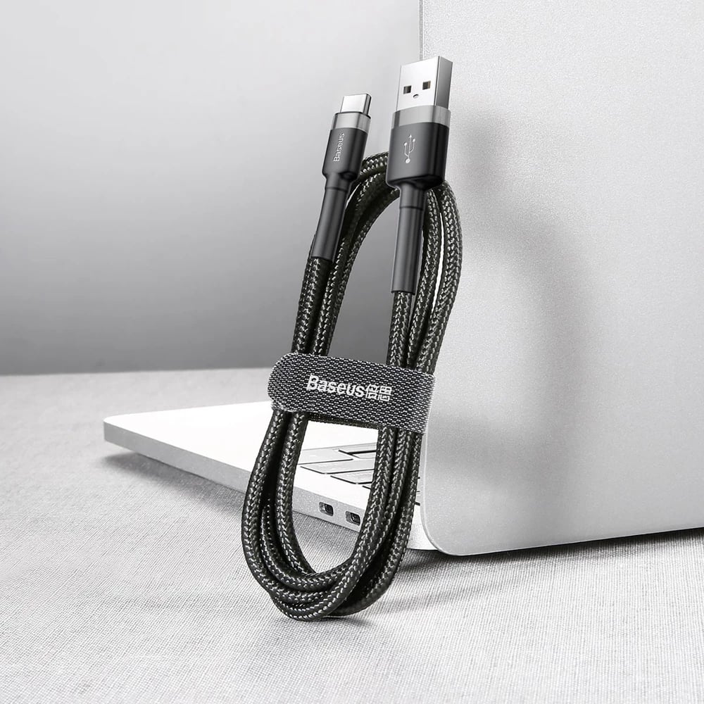 Kabllo Baseus Cafule CATKLF-CG1, USB në USB-C, 2m, QC3.0, E zezë-gri