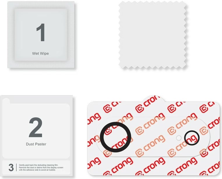 Xham i temperuar mbrojtës për kamerë, CRONG, CRGLSIP1766A, 9H, për iPhone 17 Air, transparent, set 1