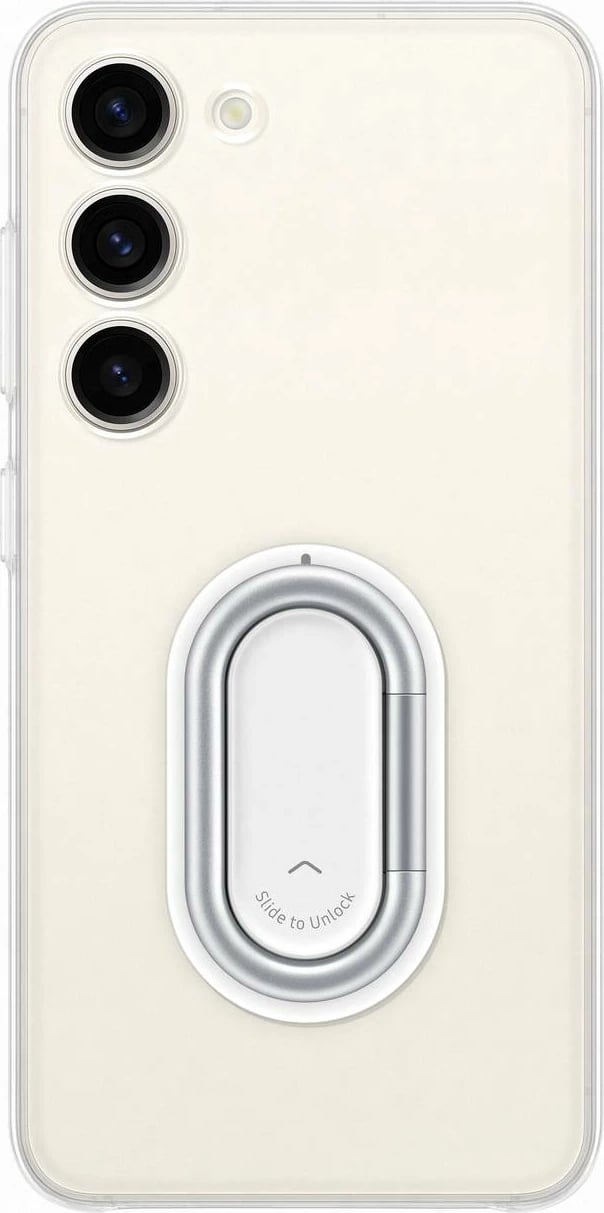 Mbështjellës Samsung Clear Gadget Case për Galaxy S23, me mbajtëse gishti dhe qëndrim, Transparent