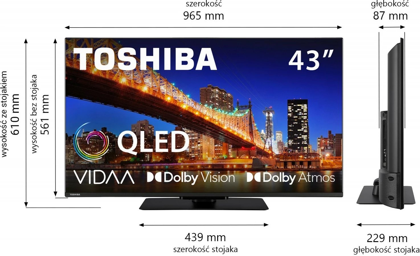 Televizor QLED Toshiba 43QV3F63DG, 43 inç, Ultra HD/4K, Smart TV, i zi