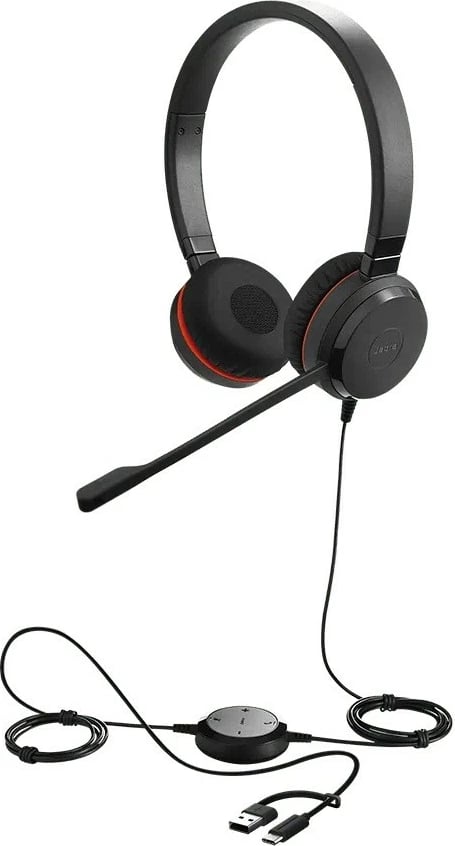 Kufje Jabra Evolve2 30 II, me mikrofon, USB-A/USB-C, për Microsoft Teams, e zezë