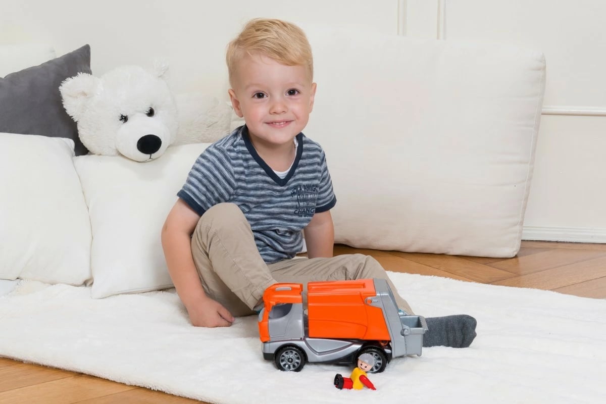 Kamion lodër Lena Truckies Garbage Truck 22 cm, portokalli/gri Kamion lodër Lena Truckies Garbage Truck 22 cm, portokalli/gri