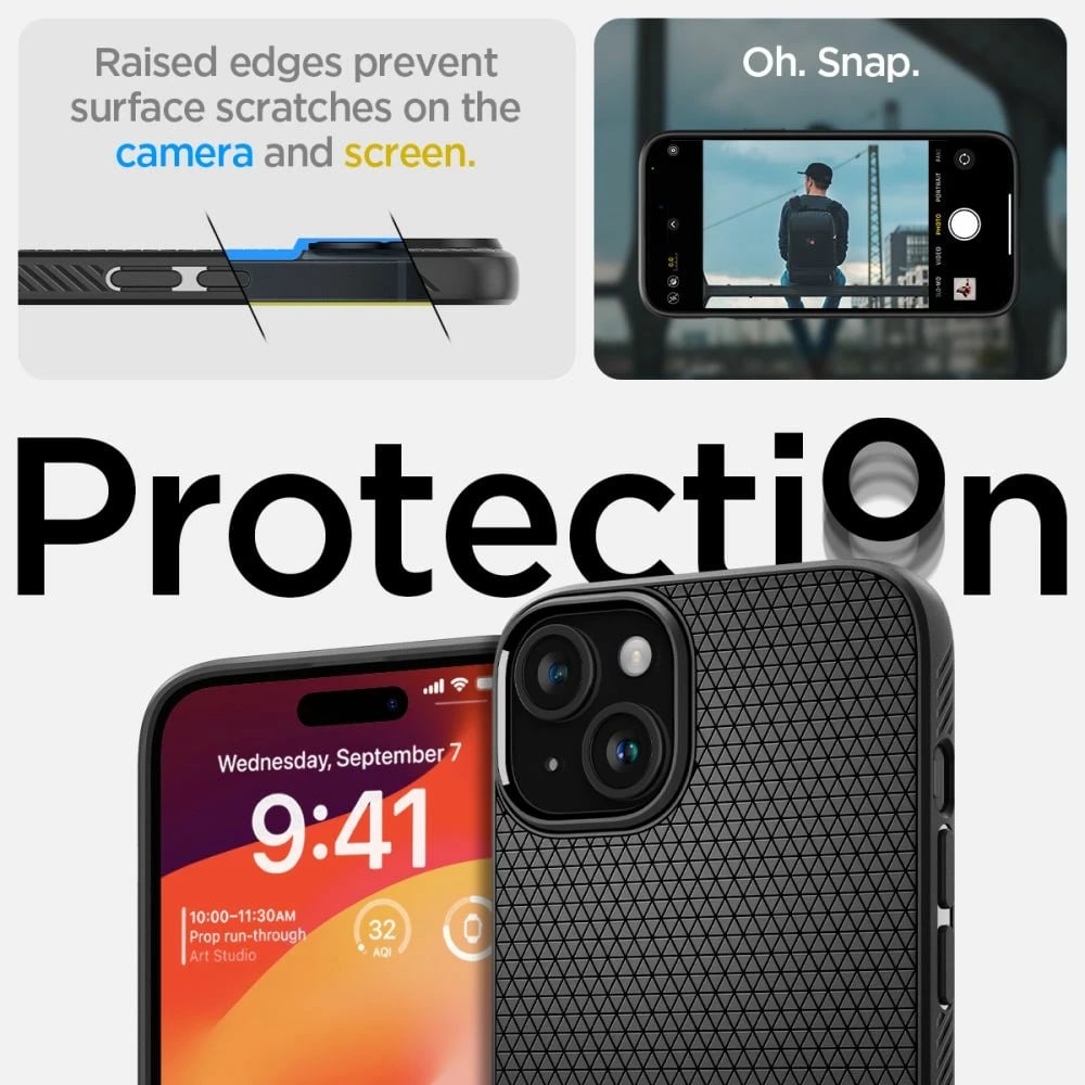 Mbështjellës Spigen Liquid Air për iPhone 15 Plus, Matte Black